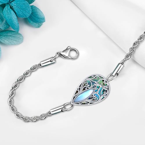 Dragonfly Filigree Bracelet Sterling Silver Teardrop Abalone Shell Bracelet Dragonfly Filigree Jewelry Gifts for Women3