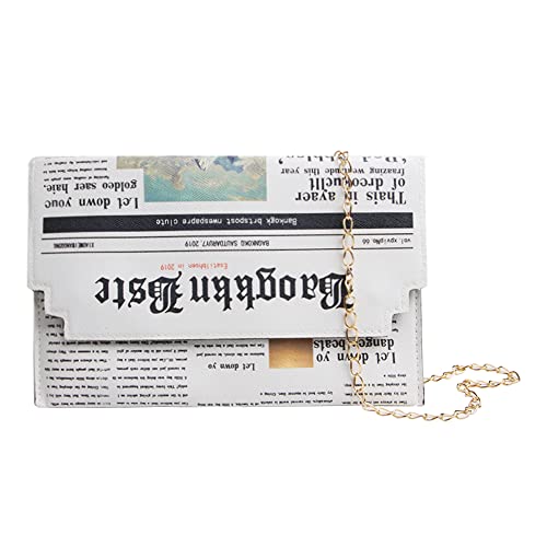 Acxico 1 PC Women Newspaper Messenger Bag Shoulder Bag Personality Fashion Small Square Bag