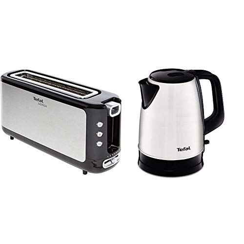 Tefal TL365ETR Grille-Pain Express Inox/Noir 37 x 18 x 10 cm & TEFAL Bouilloire Inox 1,7L Bouilloire...