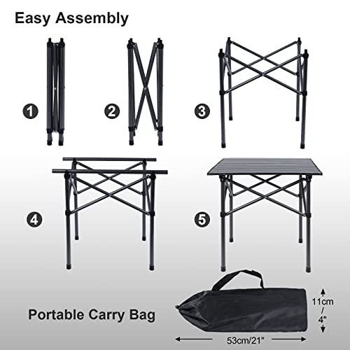 Outplea 20 Inch Small Folding Table Square Black, Portable Small Outdoor Table For Camping Cooking Station Grill Travel Picnic Patio Bbq Backyards #TOP6