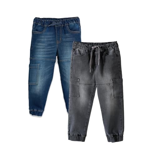 Image of Amazon Brand - Symbol Girls Cotton Rich Stretchable Jogger Jeans | Elasticated Waistband and Cuff | Casual Denim | Age 2-14 Years