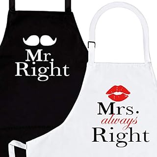 Nomsum Mr. Right and Mrs. Always Right 2-Piece Kitchen Apron Set | Mother’s