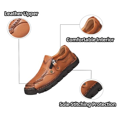Men's Casual Leather Shoes Loafers Slip Walking Comfortable Breathable Driving Lightweight Men Oxford Slip-On Shoes2