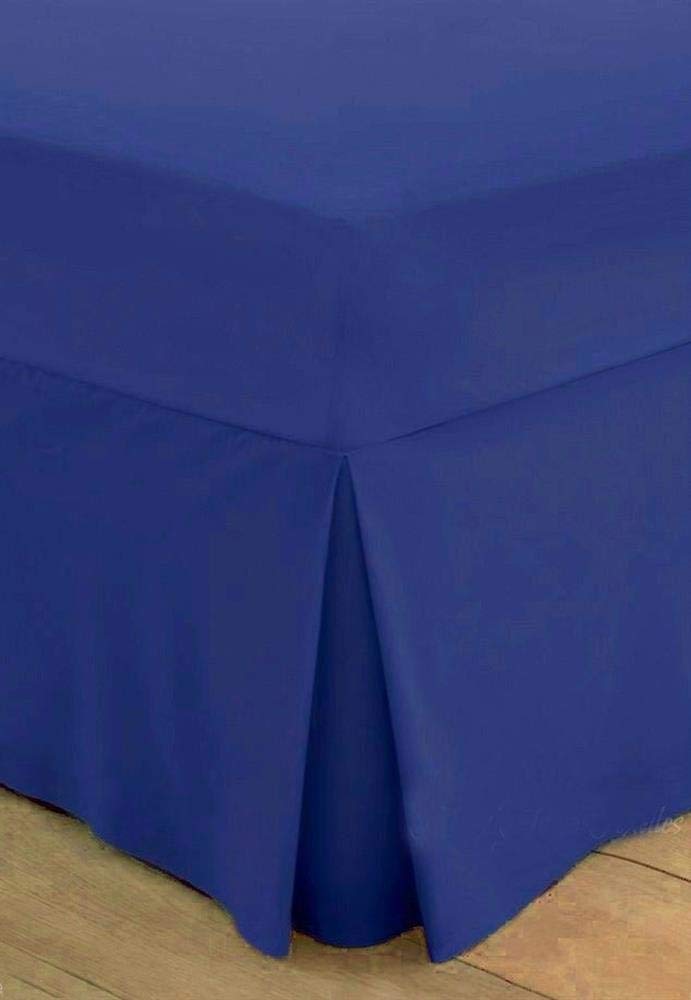 Egyptian Cotton - Valance Fitted Sheet - Box Pleated - Plain Dyed - T200 Thread - King Size Bed - Royal Blue