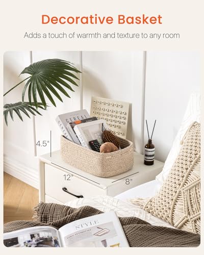 Small-Woven-Basket-12-x-8-x-45-Inches-Storage-Basket-for-Organizing-Cute-Small-Rope-Shelf-Closet-Cube-Storage-Bins-Baskets-for-Shelves-Dog-Toy-Basket-Gift-Baskets-Empty-3-Packs-Mixed-Brown Small Woven Basket 12 x 8 x 45 Inches Storage Basket for Organizing Cute Small Rope Shelf Closet Cube Storage Bins Baskets for Shelves Dog Toy Basket Gift Baskets Empty 3 Packs Mixed Brown