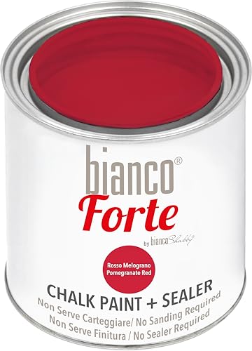 Bianco Forte - Rouge Grenade - (250ml) - Peinture à la Craie & Vernis 2-en-1: Peinture Ultra Résistante pour Meubles, Armoires, Murs & Portes - Séchage Rapide,...