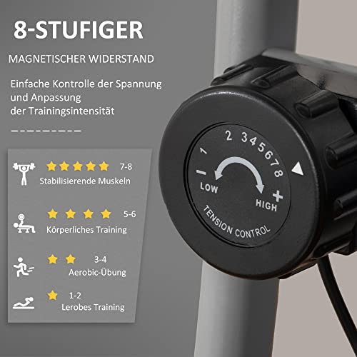 HOMCOM Heimtrainer X-Bike Fahrradtrainer mit 8 stufig einstellbarem Magnetwiderstand faltbares Fitnessfahrrad… – Bild 5
