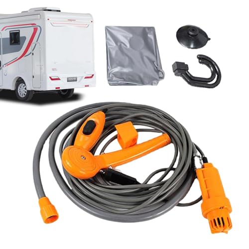 Kit de Ducha para Acampar, Ducha portátil para Acampar, Cabezal de Ducha para Camping Plug and, Ducha móvil de 12V para Limpieza, Lavado de Coches, Cabezal de Ducha conmutable, Bomba de