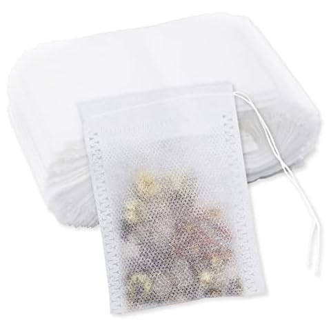 100 Pcs Empty Tea Bags 7x9 cm Reusable Drawstring Bags, Small Muslin Bags Tea Filter Loose Tea Infuser for Tea Coffee Spice Cover