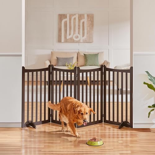 Yaheetech 36″ H Extra Tall Freestanding Pet Gate 4-Panel Wooden Dog Fence with 2 Support Feet Folding Dog Gate for Indoor, Stairs, Doorway, Halls, Kitchen Wooden Pet Barrier Espresso, 79.5″ L x 36″ H Yaheetech 36″ H Extra Tall Freestanding Pet Gate 4-Panel Wooden Dog Fence with 2 Support Feet Folding Dog Gate for Indoor, Stairs, Doorway, Halls, Kitchen Wooden Pet Barrier Espresso, 79.5″ L x 36″ H