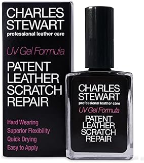 Charles Stewart Patent Leather Scratch and Damage Repair. Hard Wearing and Flexible Shoe Care with UV Gel Resins. Easy to Apply. Black Patent Shoe Repair.