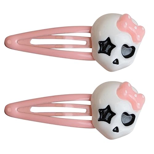 BOLOUY Barrette Punk Hair Clip for Hot Girls Cartoon Skull Shape Hair Barrettes Color Hair Barrettes for Girls Ponytail Bangs