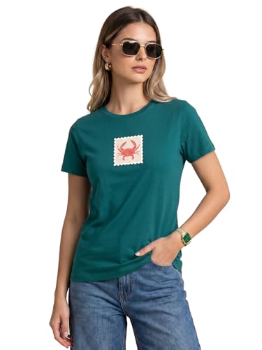 Image of JUNEBERRY Women's Regular Fit Pure Cotton Printed T-Shirt | Soft Fabric, Breathable Comfort | Round Neck, Half Sleeves, Round Neck (Size: S to 2XL)
