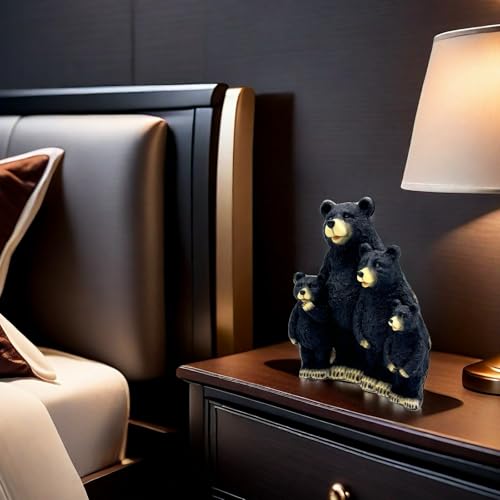 Estatua Decorativa de Familia de Osos Negros en Resina miniatura 7