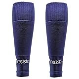 Precision Training Pro Junior Footless Sleeve Sport Socks, Stretch Fit, Compression Support for Football, Rugby and Hockey, Navy Blue, Sizes 12 Child UK - 6 UK