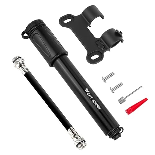 Mini bomba de bicicleta con manguera, bomba de aluminio con soporte para marco, pequeña bomba de aire para bicicleta de carretera y montaña