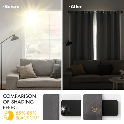 Image of MIULEE Grey Blackout Bedroom Curtains Drapes 96 Inch Long 52 inchx96 inch | Grommet Top, Room Darkening Window Drapes, Privacy Protection, Thermal Insulated, Heat Blocking, Light Blocking