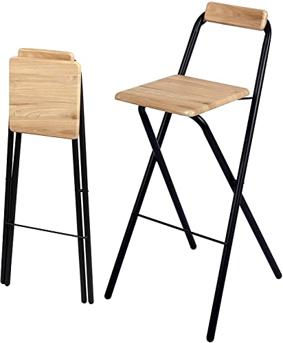 Tresice france Tabouret de Bar Bois et Métal avec Dossier Pliable Brown
