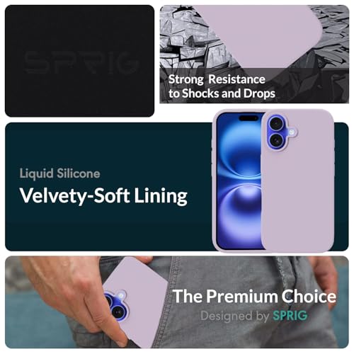 Image of SPRIG Compatible with iPhone 16 Premium SilkMag (Liquid Silicone Magnetic) Back Cover Drop Tested Shock Proof Mobile Case for Men, Women, Boys and Girls with Camera Protection (Lilac)
