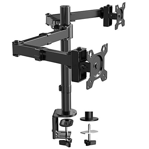 ErGear Dual Monitor Desk Mount Stand, 26.4lbs Heavy-Duty Adjustable Monitor Arms, 17-32" Monitor Stand for 2 LCD Screens, 75mm/100mm VESA, Black - EGCM7