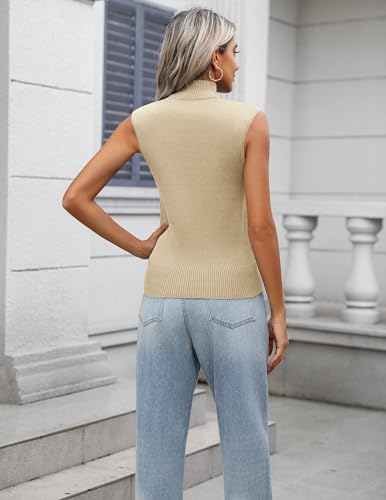Image of Zeagoo Women's 2026 Mock Turtle Neck Sweater Vest Sleeveless Knit Pullover Tank Tops Casual Trendy Slim Fitted Tops