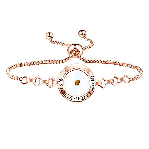 ENSIANTH Faith Jewelry with Faith All Things are Possible Mustard Seed Pendant Mustard Seed Necklace for Women