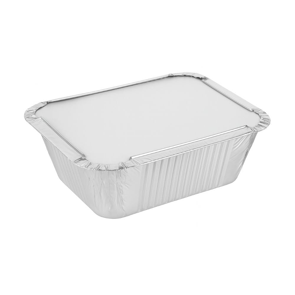 Ezkart 50 Pk |Pack Of 50| Strong Quality Aluminium Disposable Reusable Foil Food Containers With Lids Is A Versatile And Convenient Solution For Storing And Serving Food No. 2 (, 14.5X12.5x4.5 Cm)