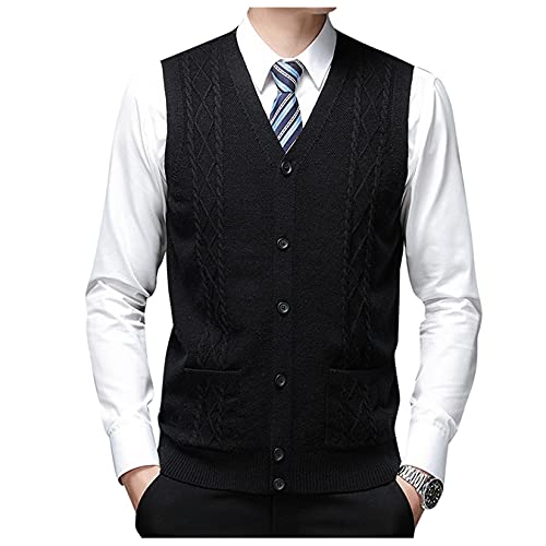Jerseys sin mangas de punto con trenzado twist cable térmico de lana