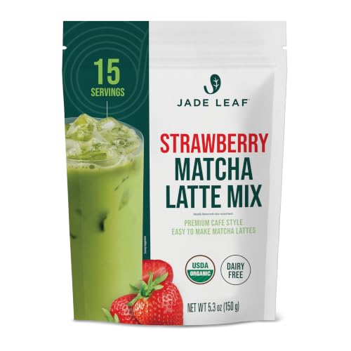 Jade Leaf Matcha Organic Premium Ceremonial Grade Matcha Green Tea Powder - Japanese - Culinary, Ingredient, Ceremonial Barista Teahouse, Latte, Collagen, 5.3 Ounce (Pack of 1), Strawberry Matcha Latte