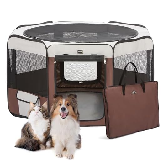 DONORO Dog Playpen 46" Portable Pet Play Pens for Small Medium Dogs, Cat Playpen Indoor/Outdoor with Carring Case, Removable Zipper Top and Bottom