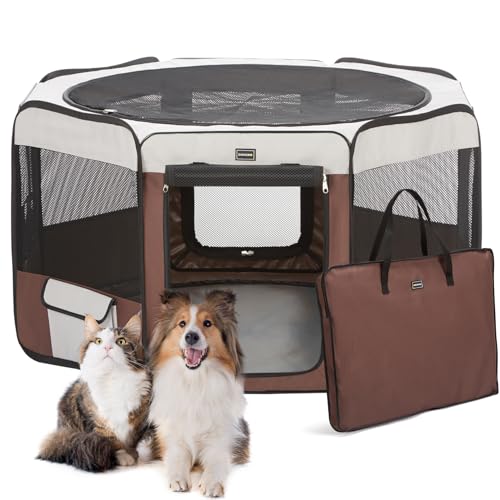 DONORO Dog Playpen 46' Portable Pet Play Pens for...