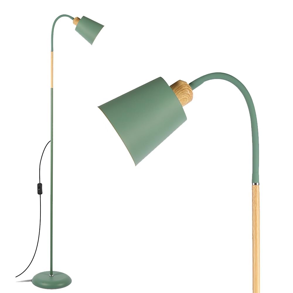 Anten Lámpara de lectura de pie E27, casquillo máx. 60 W, lámpara de pie giratoria para salón, dormitorio, estudio, lámpara de pie nórdico con altura de 159 cm, verde bosque (Sin bombilla)