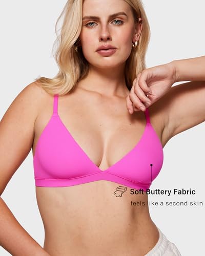 Image of INLYRIC Women's Inbarely Triangle Bralette Plunge Unlined Seamless Bra No Underwire Sexy Comfortable Everyday