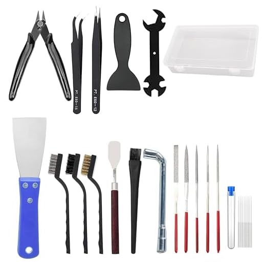 18Pcs 3D Printer Tool Kit,Model Tools Kit Includes Nozzle Cleaning Kit, Putty Knife Scraper, Brushes, Tweezers Diamond Files for 3D Prints Cleaning Finishing