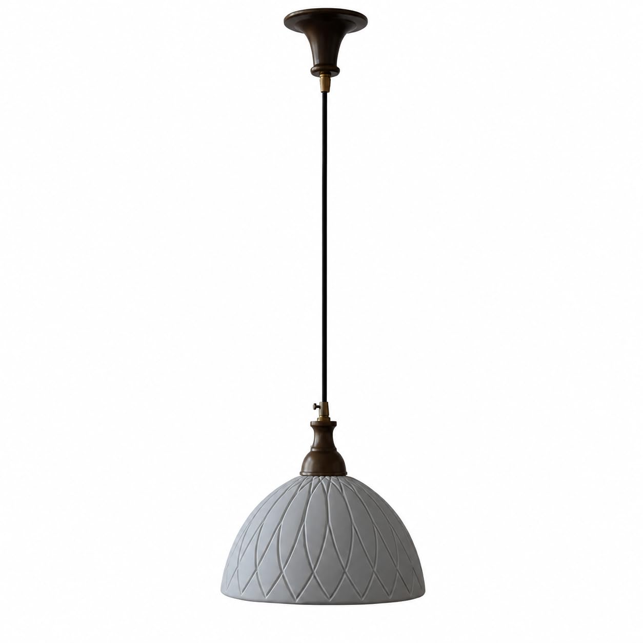 Lámpara colgante de bronce vintage con pantalla de cristal texturizado