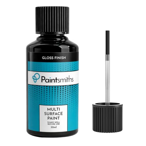 Multi Surface Paint Gloss Finish - Black Touch Up Paint for Metal Radiators Wood Appliances uPVC & Home - Brush for Easy Application - Quick Drying - High Opacity for Scuffs & Scratches (Black)