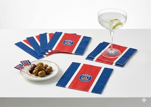 50 x serviette cocktail PSG - Collection officielle PARIS SAINT GERMAIN - 25 cm