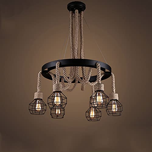 Lustre industriel en corde de chanvre pour éclairage chaleureux de cuisine et restaurant