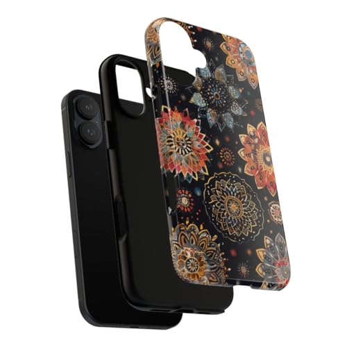 Coque iPhone 16 Plus rigide anti-rayures mandala brillant noir - 3