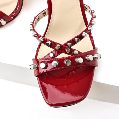 Image of Womens Heels Square Toe Heeled Sandals for Women Low Kitten Heels Sandals Open Toe Slip on Mule for Party Wedding Dress Shoes