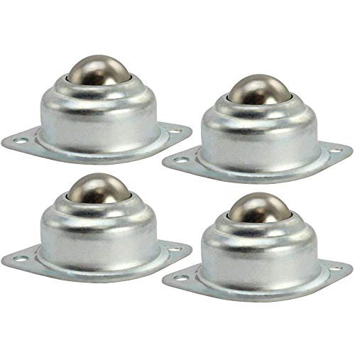Unités de Transfert à Billes, 4 pièces Roulettes de Meubles, Roulement à Billes Rouleau Coniques Avec Trous de Montage de Bride Inférieure pour Chariot à Bagages Coulissant (Argent) Cover