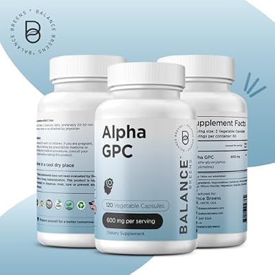 Balancebreens Alpha GPC Choline Supplement 600mg, 120 Veg Capsules - Advanced Memory Formula, Nootropic Brain Support (120 Count (Pack of 1))