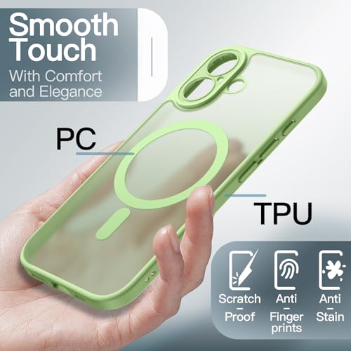 Image of JETech Magnetic Case for iPhone 17 6.3-Inch Compatible with MagSafe, Shockproof Slim Phone Cover with Built-in Camera Control Button, Matte Translucent Back (Sage)