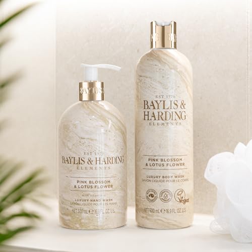 Image of Baylis & Harding Elements Pink Blossom & Lotus Flower Luxury Body Wash, 500 ml (Pack of 1) - Vegan Friendly