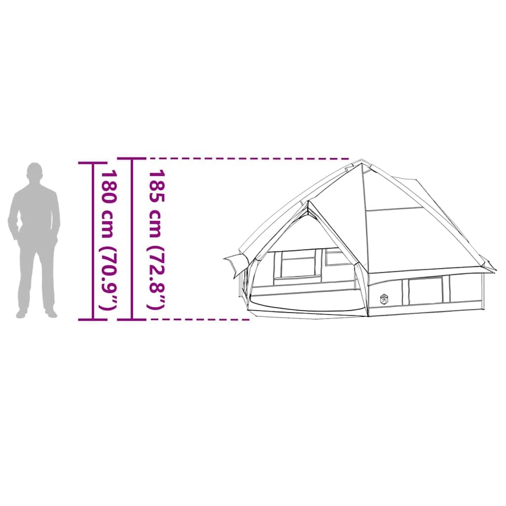 vidaXL Teepee Zelt für 6 Personen Grün und Weiß 431 x 366 x 185 cm, Garten und Terrasse, tragbares Zelt, wasserdicht, modernes Teepee für Outdoor-Abenteuer
