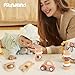Freniland Wooden Montessori Toys, 5-Piece Wooden Baby Toys, Bear Wooden Baby Rattle, Fox Stacking Ring,Wooden Car Push and Pull Toys, Bear Grasping Toys,Newborn Baby Gift Sets for Boys and Girls
