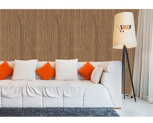 Image of SMEF 3D Foam Wallpaper Wall Panels Self-Adhesive Waterproof PE Foam, Ceiling Wallpaper for Bedroom Furniture, 57.5 Sq.Ft Peel and Stick - 70 x 70 cm (Dark Wooden, Pack of 05)