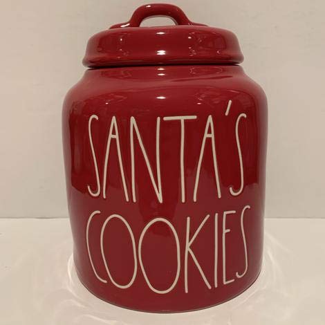 Rae Dunn SANTA'S COOKIES Canister allside red ceramic - Christmas themed