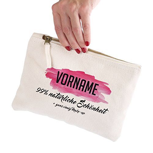 Preisvergleich Produktbild Herz & Heim® kleine Kulturtasche mit Wunschnamen - 99% natürliche Schönheit