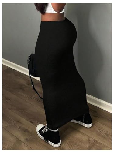 SOLY HUX Women's Plus Size Skirt Elastic Waist Bodycon Going Out Casual Long Skirts4